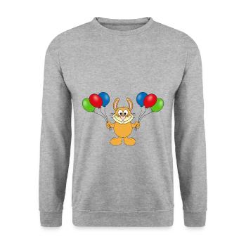 HASE - OSTERHASE - LUFTBALLONS - TIER - TIERISCH - Unisex Pullover - Weißgrau meliert - Vorne - Alina (178cm) & Michal (187cm)