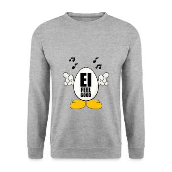 OSTEREI - EI - MUSIK - OSTERN - EI FEEL GOOD - Unisex Pullover - Weißgrau meliert - Vorne - Alina (178cm) & Michal (187cm)