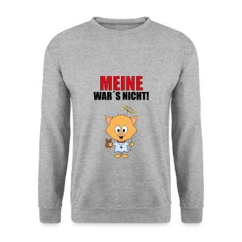 MEINE WAR´S NICHT - KATZE - ENGEL - KÄTZCHEN - Unisex Pullover - Weißgrau meliert - Vorne - Alina (178cm) & Michal (187cm)