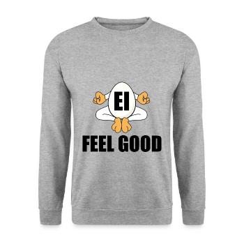 EI FEEL GOOD - YOGA - PILATES - OSTEREI - FUN - Unisex Pullover - Weißgrau meliert - Vorne - Alina (178cm) & Michal (187cm)