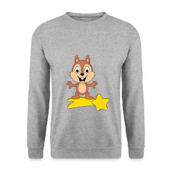 STERNSCHNUPPE - EICHHÖRNCHEN - TIER - KIND - BABY - Unisex Pullover - Weißgrau meliert - Vorne - Alina (178cm) & Michal (187cm)