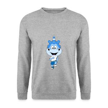 EINHORN - SPORT - LAUFEN - FITNESS - JOGGEN - Unisex Pullover - Weißgrau meliert - Vorne - Alina (178cm) & Michal (187cm)