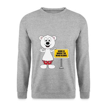 EISBÄR - SHAKA - SURFER - KITER - HOME IS WHERE... - Unisex Pullover - Weißgrau meliert - Vorne - Alina (178cm) & Michal (187cm)