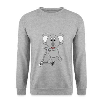 KOALA - ROLLER - TIER - KIND - BABY - SPORT - Unisex Pullover - Weißgrau meliert - Vorne - Alina (178cm) & Michal (187cm)