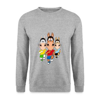 PFERDERENNEN - PFERDE - PFERD - PONYS - LAUFEN - Unisex Pullover - Weißgrau meliert - Vorne - Alina (178cm) & Michal (187cm)