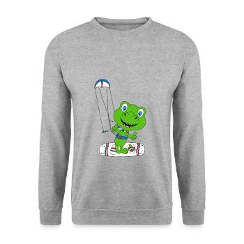 KITEN - KITE - KITESURFEN - KITESURFER - DINO - Unisex Pullover - Weißgrau meliert - Vorne - Alina (178cm) & Michal (187cm)