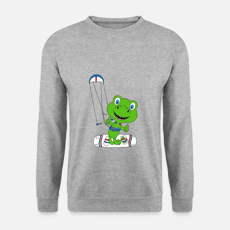 KITEN - KITE - KITESURFEN - KITESURFER - DINO - Unisex Pullover - Weißgrau meliert