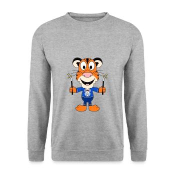 ZAUBERER - TIGER - ZAUBERN - ZAUBEREI - TIER - Unisex Pullover - Weißgrau meliert - Vorne - Alina (178cm) & Michal (187cm)
