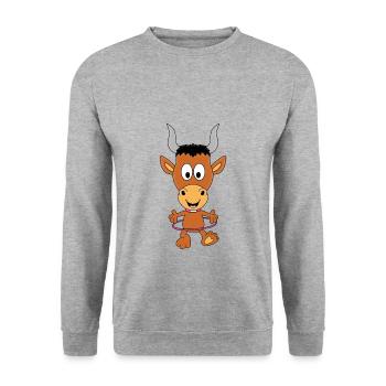 STIER - BULLE - TIER - TIERISCH - Unisex Pullover - Weißgrau meliert - Vorne - Alina (178cm) & Michal (187cm)