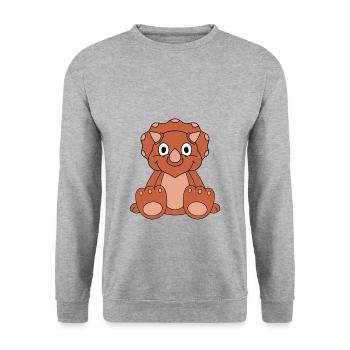 DINO - DINOSAURIER - KIND - BABY - Unisex Pullover - Weißgrau meliert - Vorne - Alina (178cm) & Michal (187cm)