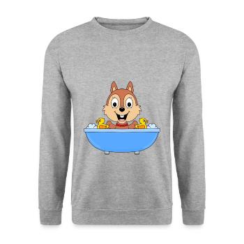 EICHHÖRNCHEN - BADEWANNE - TIER - TIERISCH - Unisex Pullover - Weißgrau meliert - Vorne - Alina (178cm) & Michal (187cm)