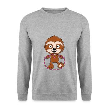 FAULTIER - SPRINGSEIL - TIER - KIND - BABY - SPORT - Unisex Pullover - Weißgrau meliert - Vorne - Alina (178cm) & Michal (187cm)