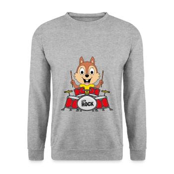SCHLAGZEUG - MUSIK - TIER - BAND - ROCK - FUN - Unisex Pullover - Weißgrau meliert - Vorne - Alina (178cm) & Michal (187cm)