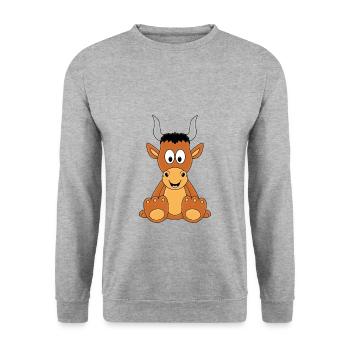 STIER - BULLE - TIER - KIND - BABY - Unisex Pullover - Weißgrau meliert - Vorne - Alina (178cm) & Michal (187cm)