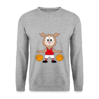 BASKETBALL - SPORT - LAMA - ALPAKA - TIER - Unisex Pullover - Weißgrau meliert - Vorne - Alina (178cm) & Michal (187cm)