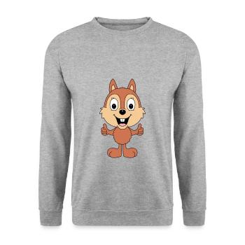 EICHHÖRNCHEN - TIER - TIERISCH - GUT - KIND - BABY - Unisex Pullover - Weißgrau meliert - Vorne - Alina (178cm) & Michal (187cm)