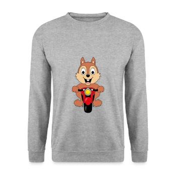 EICHHÖRNCHEN - MOTORRAD - BIKER - TIER - Unisex Pullover - Weißgrau meliert - Vorne - Alina (178cm) & Michal (187cm)