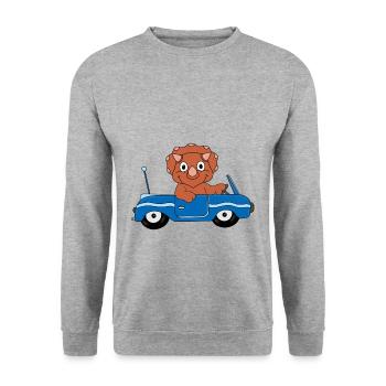 DINO - DINOSAURIER - AUTO - TIER - TIERISCH - Unisex Pullover - Weißgrau meliert - Vorne - Alina (178cm) & Michal (187cm)