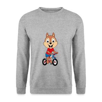 EICHHÖRNCHEN - FAHRRAD - RAD - RADFAHRER - Unisex Pullover - Weißgrau meliert - Vorne - Alina (178cm) & Michal (187cm)