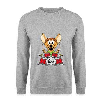 SCHLAGZEUG - MUSIK - BAND - ROCK - HYÄNE - TIER - Unisex Pullover - Weißgrau meliert - Vorne - Alina (178cm) & Michal (187cm)