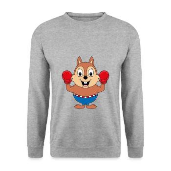 EICHHÖRNCHEN - BOXER - BOXEN - SPORT - TIER - Unisex Pullover - Weißgrau meliert - Vorne - Alina (178cm) & Michal (187cm)