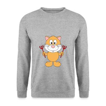 HAMSTER - TEUFEL - TIER - Unisex Pullover - Weißgrau meliert - Vorne - Alina (178cm) & Michal (187cm)