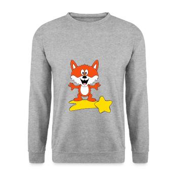 STERNSCHNUPPE - TIER - FUCHS - KIND - BABY - Unisex Pullover - Weißgrau meliert - Vorne - Alina (178cm) & Michal (187cm)