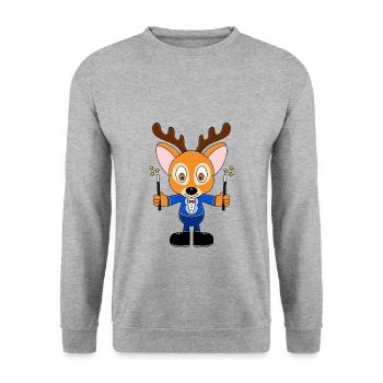 REH - ZAUBERER - ZAUBERN - TIER - KIND - BABY - Unisex Pullover - Weißgrau meliert - Vorne - Alina (178cm) & Michal (187cm)