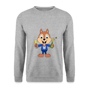 EICHHÖRNCHEN - PARTY - FEIER - SEKT - TIER - Unisex Pullover - Weißgrau meliert - Vorne - Alina (178cm) & Michal (187cm)