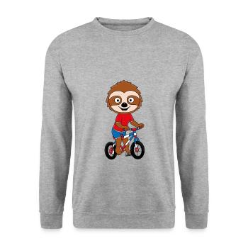 FAULTIER - FAHRRAD - RAD - RADFAHRER - TIER - Unisex Pullover - Weißgrau meliert - Vorne - Alina (178cm) & Michal (187cm)