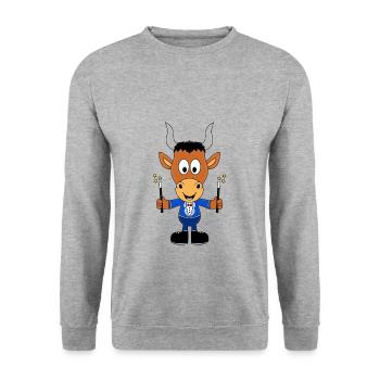 ZAUBERER - ZAUBERN - STIER - BULLE - TIER - Unisex Pullover - Weißgrau meliert - Vorne - Alina (178cm) & Michal (187cm)