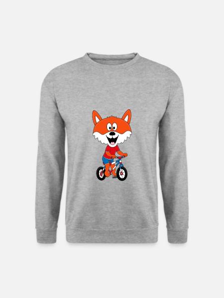 FUCHS - FAHRRAD - RAD - RADFAHRER - BIKER - TIER - Unisex Pullover - Weißgrau meliert