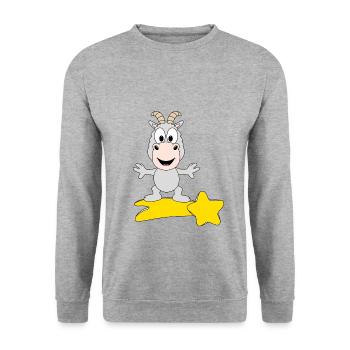 STERNSCHNUPPE - ZIEGE - TIER - KIND - BABY - Unisex Pullover - Weißgrau meliert - Vorne - Alina (178cm) & Michal (187cm)