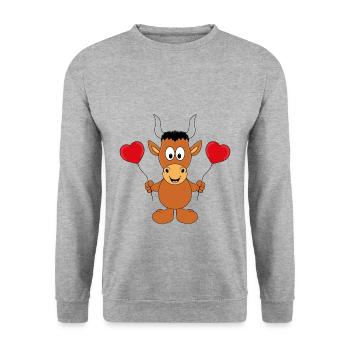 STIER - LUFTBALLONS - LIEBE - TIER - KIND - BABY - Unisex Pullover - Weißgrau meliert - Vorne - Alina (178cm) & Michal (187cm)