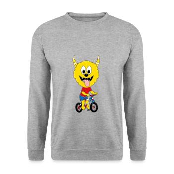 RAD - FAHRRAD - MONSTER - RADSPORT - SPORT - Unisex Pullover - Weißgrau meliert - Vorne - Alina (178cm) & Michal (187cm)