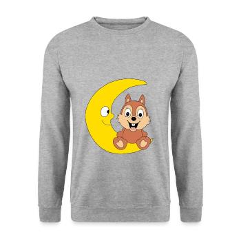 MOND - EICHHÖRNCHEN - TIER - KIND - BABY - Unisex Pullover - Weißgrau meliert - Vorne - Alina (178cm) & Michal (187cm)