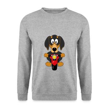 DACKEL - DACHSHUND - TECKEL - HUND - MOTORRAD - Unisex Pullover - Weißgrau meliert - Vorne - Alina (178cm) & Michal (187cm)