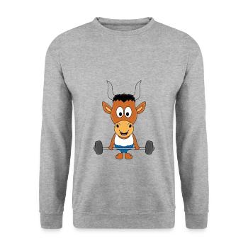 FITNESS - SPORT - GEWICHTHEBEN - BODYBUILDING - Unisex Pullover - Weißgrau meliert - Vorne - Alina (178cm) & Michal (187cm)