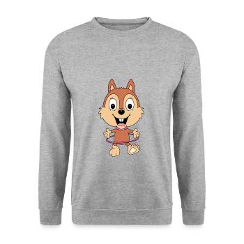 EICHHÖRNCHEN - TIER - TIERISCH - KINDER - BABYS - Unisex Pullover - Weißgrau meliert - Vorne - Alina (178cm) & Michal (187cm)