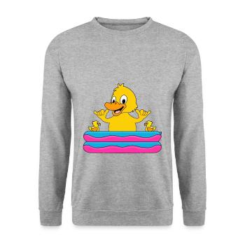 POOL - PLANSCHBECKEN - KÜKEN - ENTE - SHAKA - Unisex Pullover - Weißgrau meliert - Vorne - Alina (178cm) & Michal (187cm)