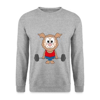 GEWICHTHEBER - FITNESS - BODYBUILDING - LAMA - Unisex Pullover - Weißgrau meliert - Vorne - Alina (178cm) & Michal (187cm)