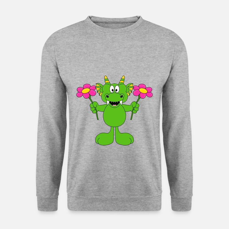 BLUMEN - LIEBE - DRACHE - GESCHENK - GARTEN - Unisex Pullover - Weißgrau meliert