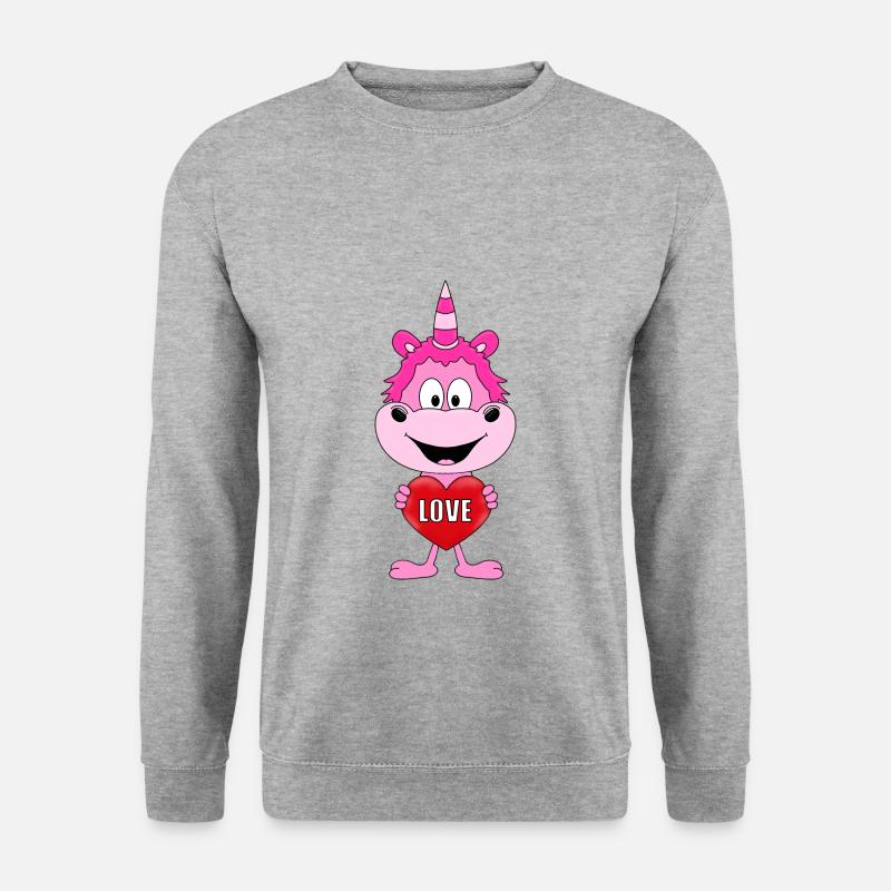 EINHORN - HERZ - LIEBE - LOVE - UNICORN - Unisex Pullover - Weißgrau meliert