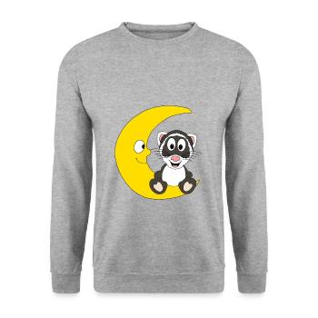 TIER - FRETTCHEN - MOND - KIND - BABY - Unisex Pullover - Weißgrau meliert - Vorne - Alina (178cm) & Michal (187cm)