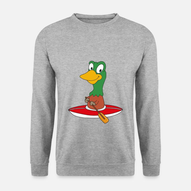 ENTE - KANU - KAJAK - WASSERSPORT - TIER - Unisex Pullover - Weißgrau meliert