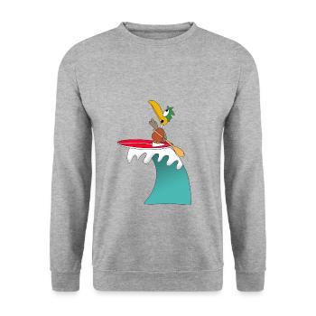 STAND UP PADDLING - WELLENREITER - SURFER - ENTE - Unisex Pullover - Weißgrau meliert - Vorne - Alina (178cm) & Michal (187cm)