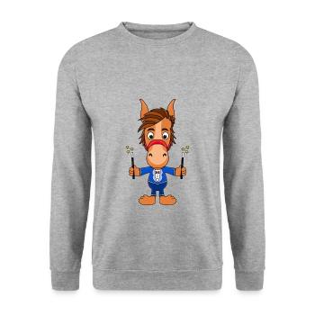 PFERD - ZAUBERER - PONY - REITEN - TIER - MAGIE - Unisex Pullover - Weißgrau meliert - Vorne - Alina (178cm) & Michal (187cm)