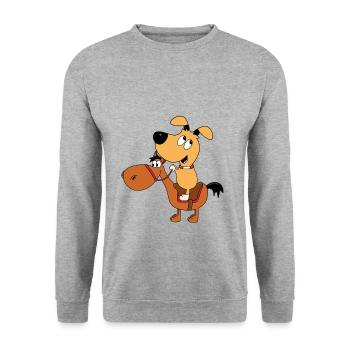 REITEN - HUND - TIERE - REITER - REITERIN - PONY - Unisex Pullover - Weißgrau meliert - Vorne - Alina (178cm) & Michal (187cm)