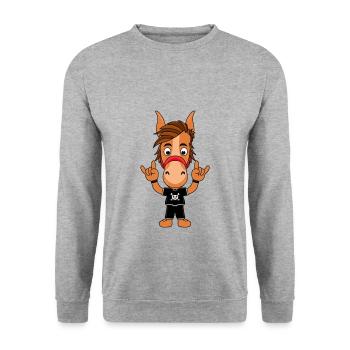 HEAVY METAL - FESTIVAL - TIER - PFERD - PONY - Unisex Pullover - Weißgrau meliert - Vorne - Alina (178cm) & Michal (187cm)