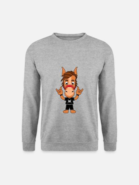 HEAVY METAL - FESTIVAL - TIER - PFERD - PONY - Unisex Pullover - Weißgrau meliert